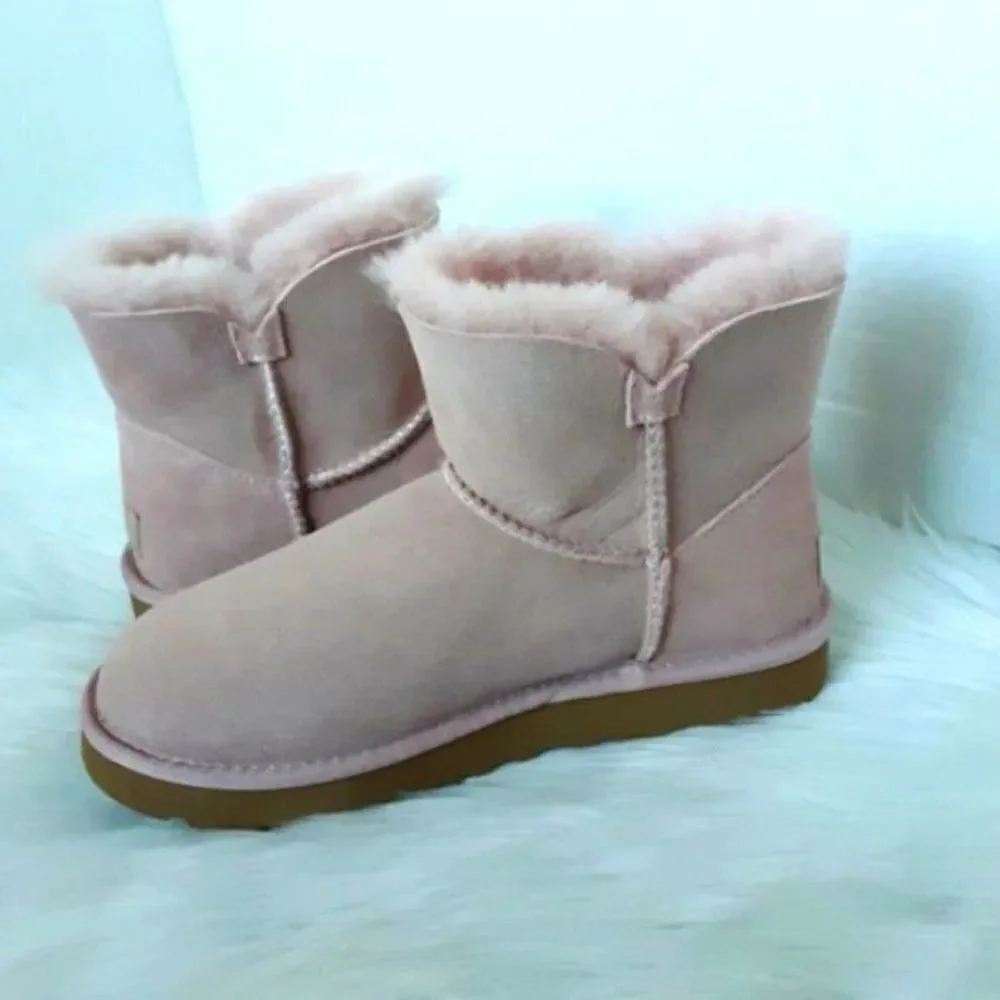 UGG Pink Leather Women's size 6M Short Winter Boot